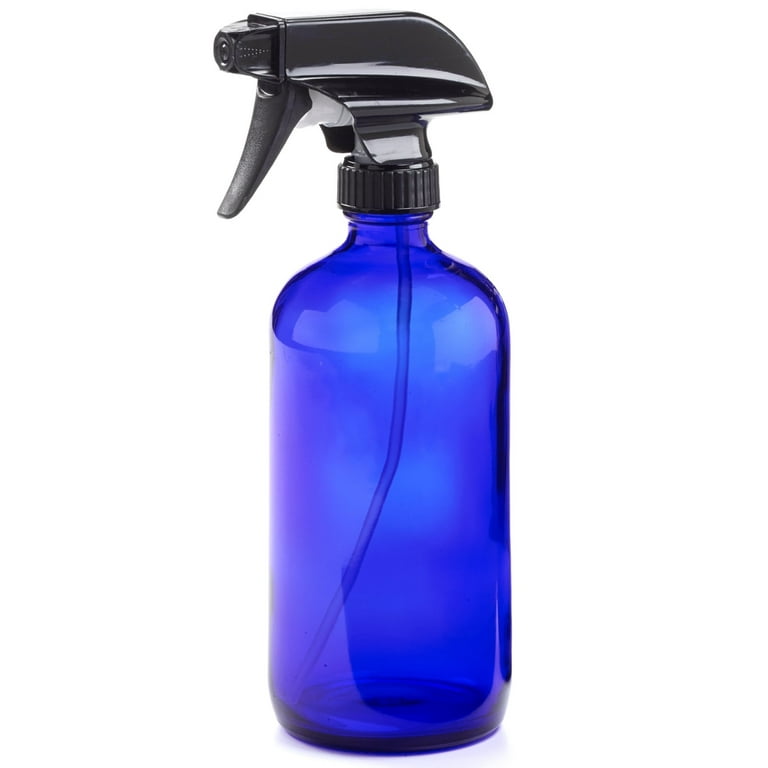 16oz Cobalt Blue Plastic Spray Bottles w/Heavy Duty Mist & Stream Sprayers and Chalkboard Labels (6-pack) Pet #1 BPA-Free, Use for Aromatherapy, DIY