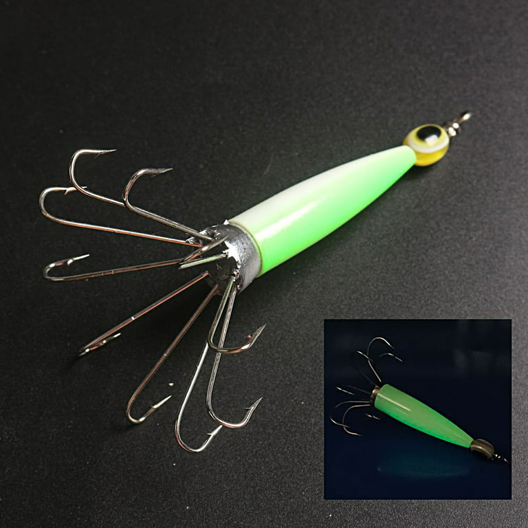 Boc Squid Jig Hook 8/10 Needles with Eye Sharp Bright Color Strong Penetration Fish Attraction Universal Glow in Dark Cuttlefish Slee, Blue