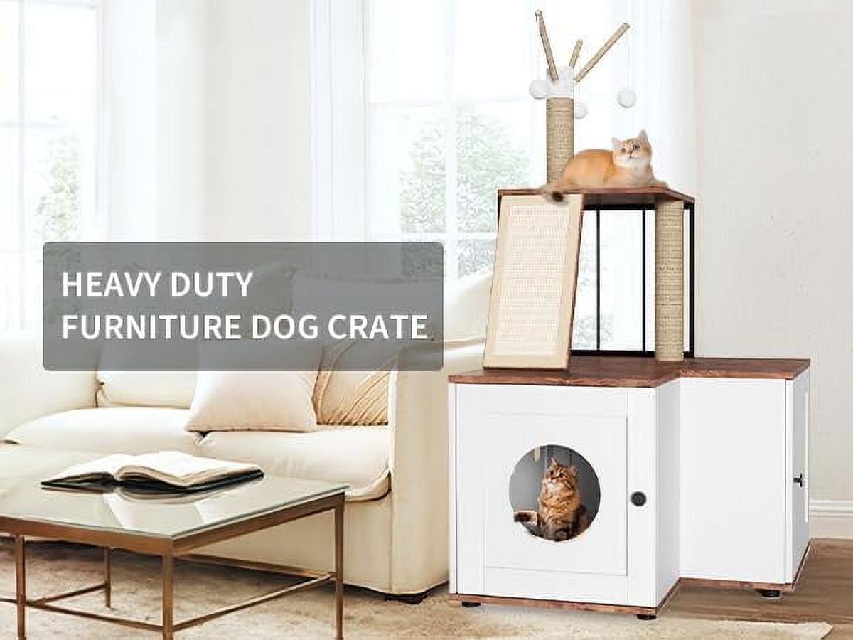 2 In 1 Large Cat Tree Litter Box Enclosure Hidden Litterbox, 48.8'' Tall Cat Tower