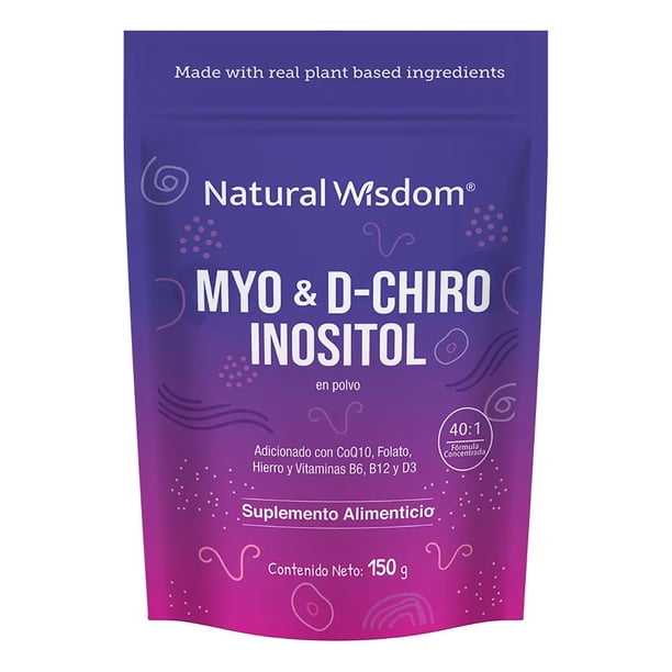 Natural Wisdom Myo & D-Chiro Inositol 40:1 en Polvo 150 g | CoQ10, Vitamina D3 y Hierro | Apoyo al Equilibrio Hormonal y Bienestar Femenino