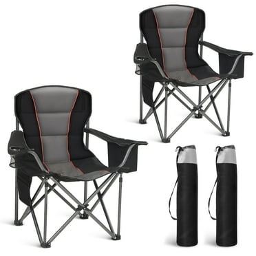Sophia & William 2 Pack Oversized Camping Chair Heavy-Duty Steel Frame Supports 450Lbs, Foldable Outdoor Lawn Chair with Cup Holder for Backyard & Camping, Black