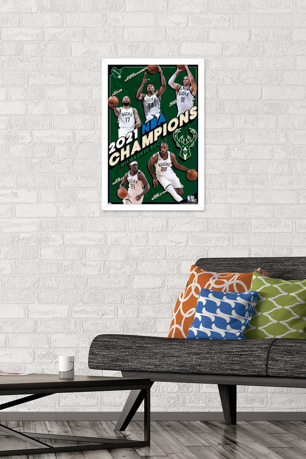 NBA Milwaukee Bucks - 2021 NBA Finals Champions Wall Poster, 14.725" x 22.375", Framed