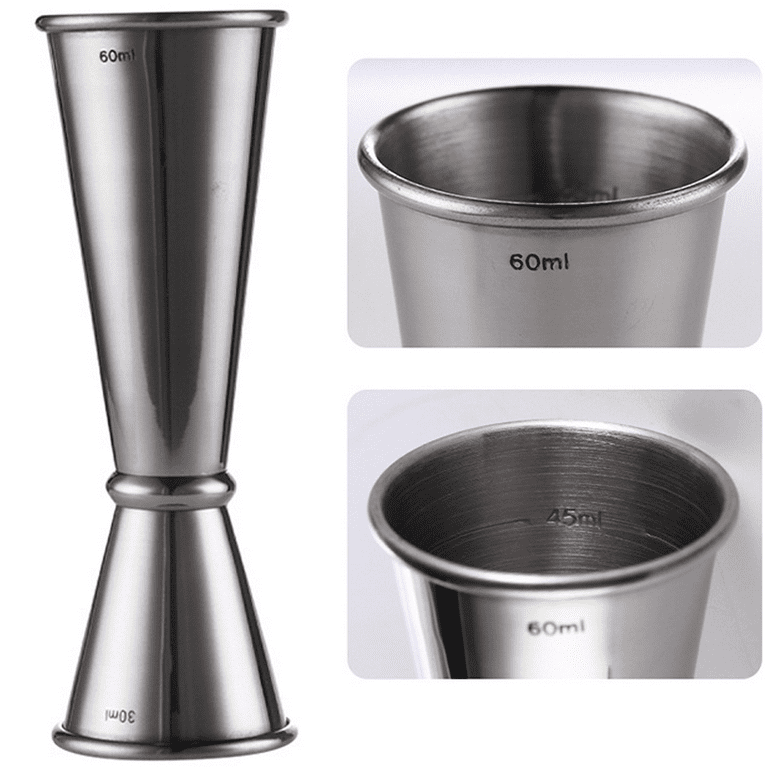 Stainless Steel Double Jigger Shot Glass Cocktail Bartender Mixer Measuring  Cup - Silver - Bed Bath & Beyond - 37021708