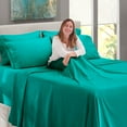 thumbnail image 5 of Clara Clark Hotel Luxury Soft Microfiber Extra Deep Pocket 7 Piece Bed Sheets Set, Fits 18"-24", Split King, Teal, 5 of 8