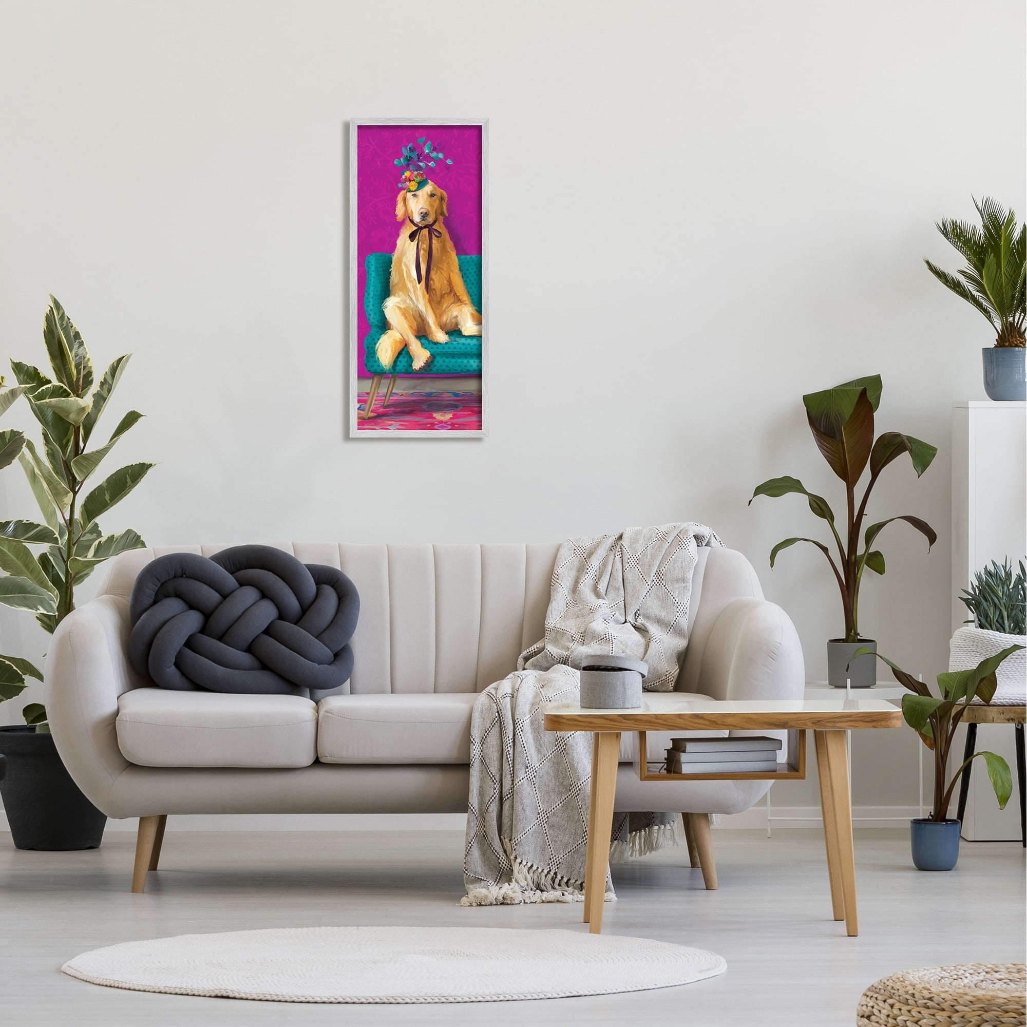 Stupell Industries Extravagant Pampered Dog Portrait Contemporary Furniture Floral Pattern,13 x 30, Design by Kamdon Kreations