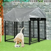 4 x 4 x 4.4 Ft Heavy Duty Large Dog Kennel Outside, Outdoor Dog Pen for Outside with UV Protection Waterproof Cover and Roof Metal Welded Dog Crate 6ft Tall Dog Playpen House for Large Dogs