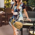 thumbnail image 3 of Lsque Colorful Cow Pasture Print Women's Casual Dress T-Shirt Summer Short Sleeve Scoop Neck Swing Dresses, 3 of 6