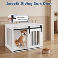 thumbnail image 4 of ELLEGNT Sliding Barn Door Dog Crate – Heavy Duty Metal Frame Wooden Kennel, 31.5" Decorative End Table for Small & Medium Dogs, White, 4 of 9