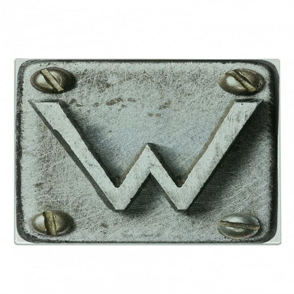 Letter W Cutting Board, Uppercase W Bolt Screws Industrial Symbolic Person Initials Image, Decorative Tempered Glass Cutting and Serving Board, Small Size, Pale Grey Sepia, by Ambesonne