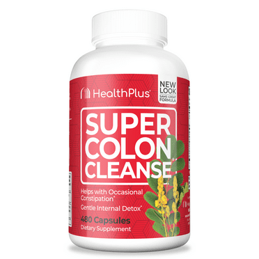 Health Plus Super Colon Cleanse 120 Day Supply of Gentle Gut Cleanse Detox, Psyllium Husk, Probiotics for Constipation Relief & Digestive Support, 480 Capsules