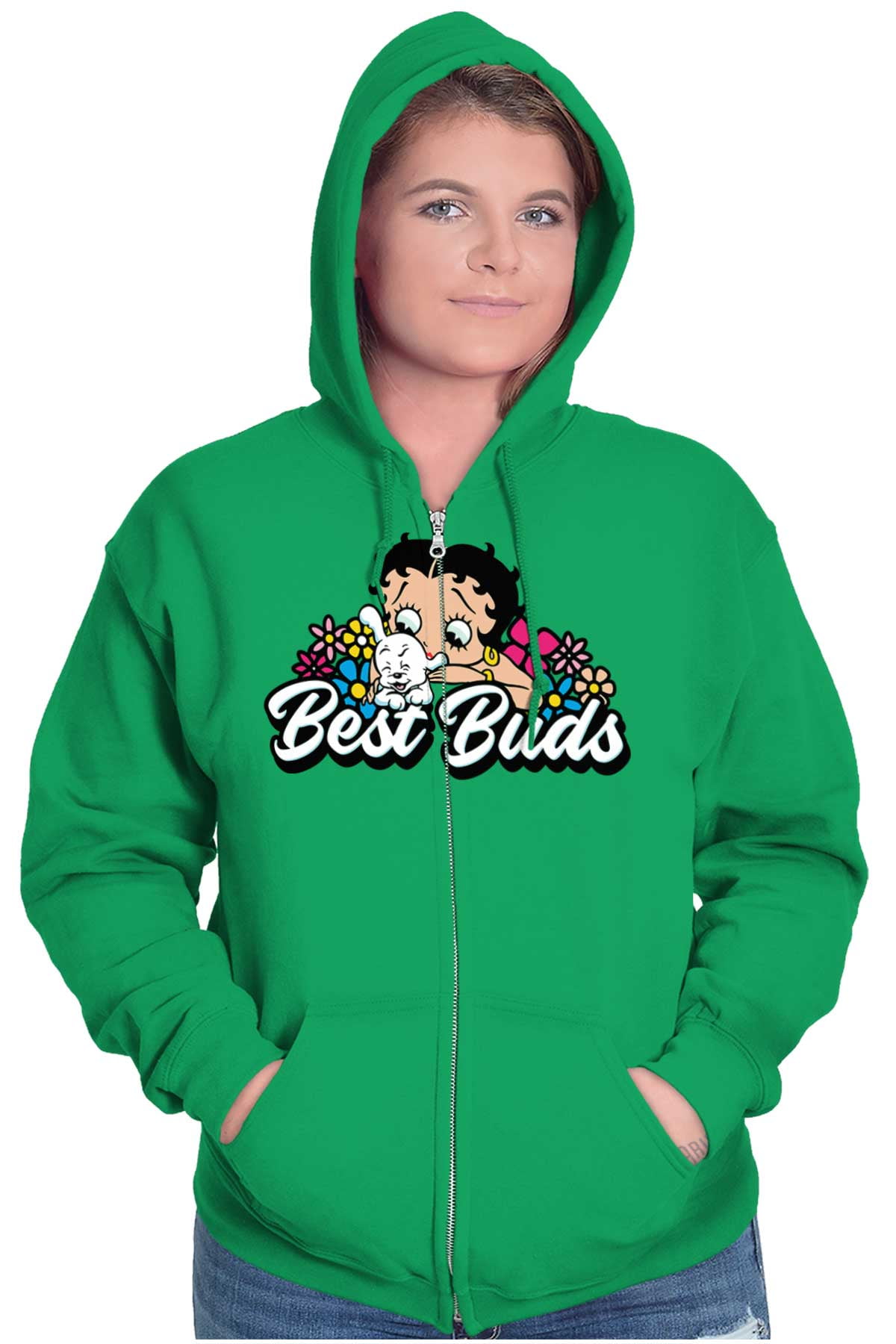 Betty Boop Pudgy the Dog Best Buds Zip Hoodie Sweatshirt Women Brisco ...