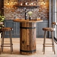 thumbnail image 1 of Tribesigns 39.4-inch Tall Round Bar Table, Industrial Counter Height Small Pub Table with for Kitchen, Living Room, Small Space, Bistro, Brown, 1 of 8