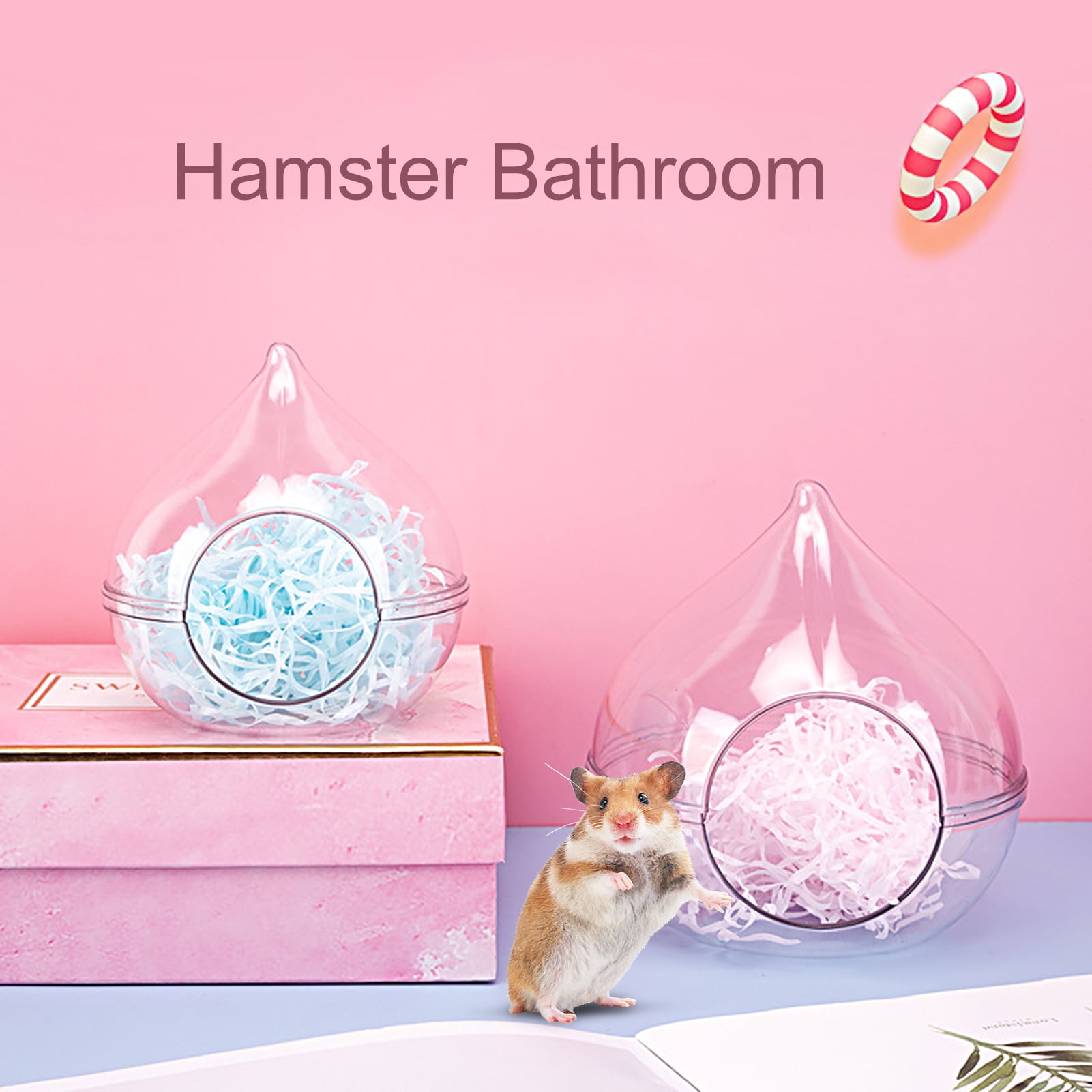 Cheer.US Hamster Sand BathClear Critters' Shower ToiletCooling Bed