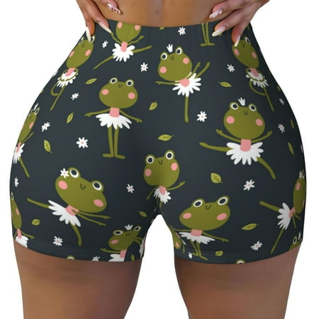 Workout Shorts Women  Ballerina Frogs Biker Shorts for Women Running Gym Spandex Shorts Tummy Control