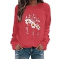 thumbnail image 1 of WZXFASHION Haut Ample pour Femmes Automne et Hiver Manches Longues Col Rond Imprimé Chandail Décontracté 50 % de Réduction Liquidation sous-Vêtements Thermiques Haut, 1 of 4