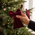 thumbnail image 6 of 2026 Velvet Bow Garland Bunting, Pre-Assembled Long Tail Bow String Banner, Christmas Indoor Hanging Decor for Fireplace, Wall, Window & Holiday Party, 6 of 7