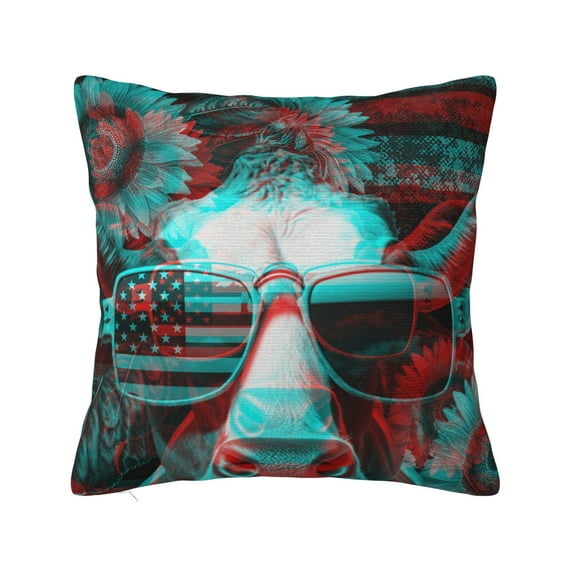 ZICANCN Sunflower Cows Pattern Throw Pillow Covers, Bed Couch Sofa Knit Decorative Pillow Covers for Living Room Farmhouse, 12"x12"