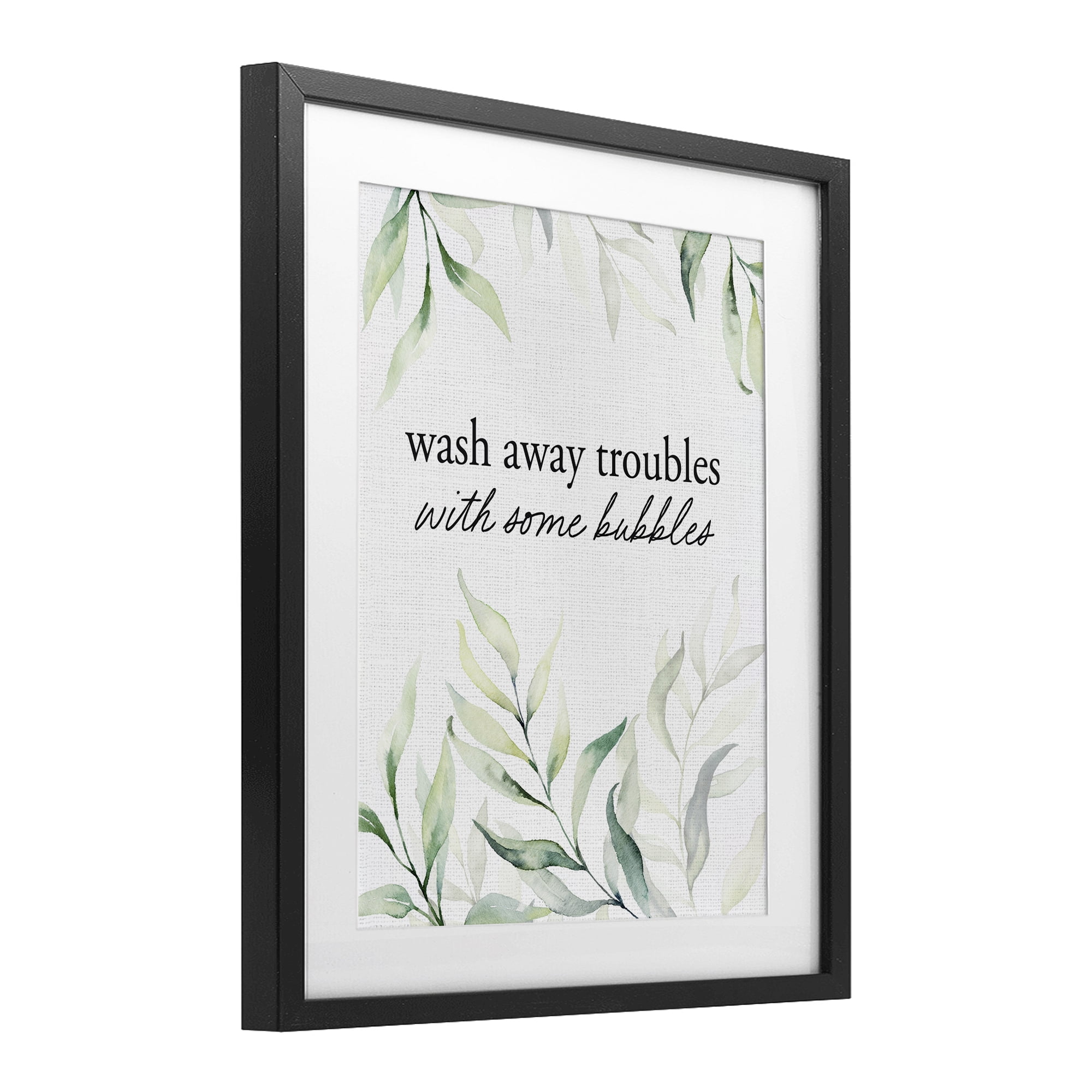 Zen Wash Away Troubles Black Framed Print Under Glass, design by Lettered and Lined