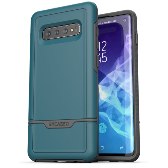 Encased Heavy Duty Galaxy S10 Protective Case (2019 Rebel Armor) Military Grade Full Body Protection Cover - Turquoise Blue