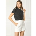 thumbnail image 2 of INSPIRE CHIC Blusa Tops De Lunares Volante Fruncido Manga Corta Cuello Alto Para Mujeres Negro XS, 2 of 6