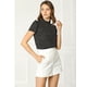 thumbnail image 2 of INSPIRE CHIC Blusa Tops De Lunares Volante Fruncido Manga Corta Cuello Alto Para Mujeres Negro XS, 2 of 6