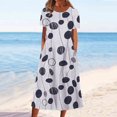 thumbnail image 1 of QJUHUNG Robe d'Été à Imprimé Floral Hawaïen pour Femmes, Manches Courtes, Robe Midi Fluide avec Poches, Coupe Ample, Tenue de Plage et de Villégiature, 1 of 6
