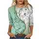 thumbnail image 2 of ICHUANYI Clearance Women's Fashion Printed Loose T-shirt 3/4 Sleeves Blouse Round Neck Casual Tops(Green, XXL) ICHUANYI WER2023081110321, 2 of 5