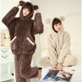 thumbnail image 2 of Conjunto de Pijama de franela gruesa para mujer, ropa de dormir de dos piezas con capucha de oso encantador, camisón largo lindo, Invierno, 2 of 5