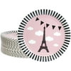 Disposable Plates - 80-Count Paper Plates, Paris or French Theme Party Supplies for Appetizer, Lunch, Dinner, and Dessert, Birthdays, Bridal Showers, Eiffel Tower Design, 9 inches in Diameter