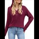 thumbnail image 2 of Camisetas de Larga para Mujer, Sudaderas con Capucha de Moda con Bolsillo de Canguro, Sudaderas de Otoño Vino Tinto L, 2 of 9
