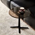 thumbnail image 2 of 19.69" Round Brown Black Metal Glass End Table for Dorm Provide Ample Surface Space, 2 of 5