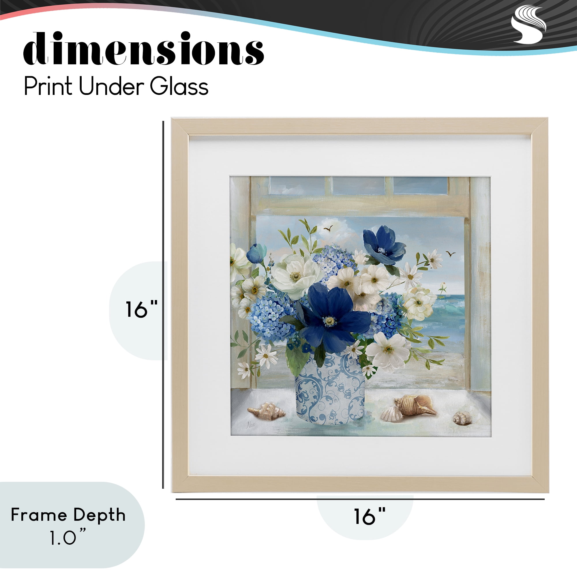 Stupell Industries Seaside Blue & White Arrangement Birch Framed Print Under Glass, design by Nan