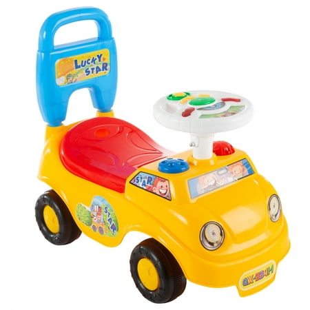 Ride On Activity Car- Toy Rideon Push Walking Car with Steering Wheel, Lights, Sounds, Music for Babies, Toddlers Learning to Walk by Lil’