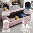 thumbnail image 3 of 63'' Storage Ottoman Bench, End of Bed Button Tufted Ottoman Bench, Rolled Armed Ottoman Couch Long Bench for Bedroom, Living Room, End of Bed, Hallway (Pink, Velvet), 3 of 16