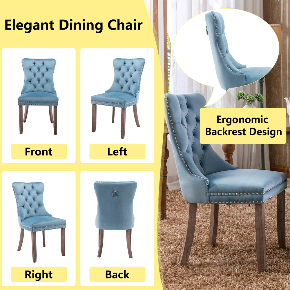 thumbnail image 6 of Bocarali Modern Upholstered Dining Chairs Set of 2, 2 Velvet Kitchen Dining Room Chairs with Nailhead Trim for for Living Room, Bedroom, 6 of 6