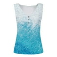 thumbnail image 5 of HAPIMO Women's Loose Knit Tank Tops Clearance Floral Gradient Print Retro Camisole Sleeveless U Neck Button Leisure Comfy Relaxed Beach Blouses Summer Fashion Blue S, 5 of 5