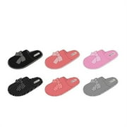 Ellen Tracy 2329449 Ladies Ribbed Jersey Slippers with Bow, Assorted Color - Case of 36