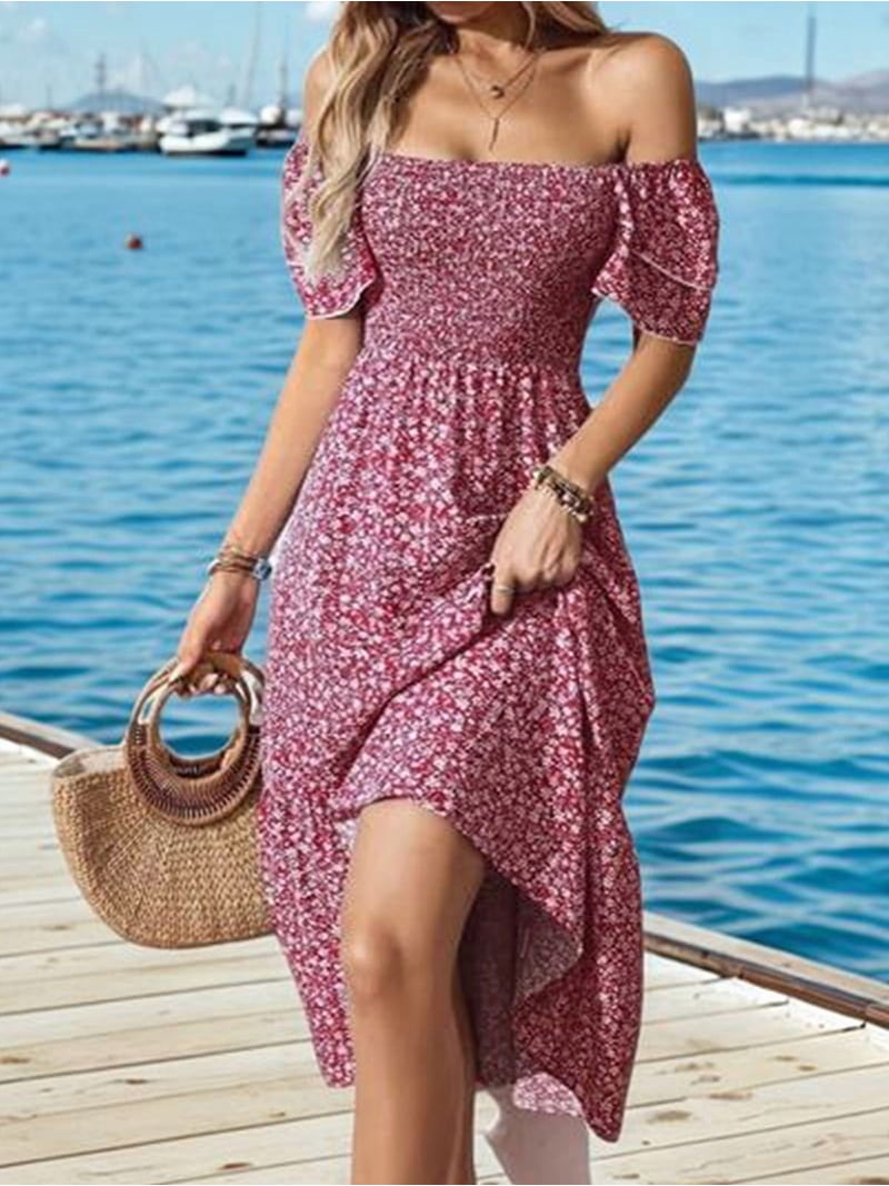 red smocked dress womens Red Smocked Dress