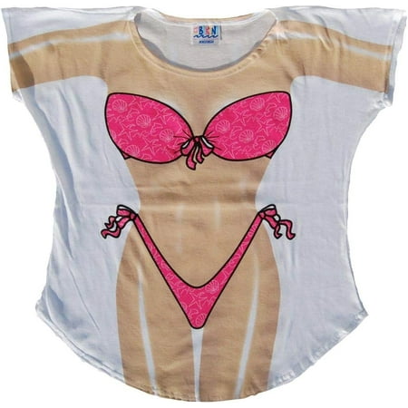 Hot Pink Bikini Cover-Up T-Shirt Size L/XL