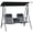 Black 875, variant on Wooden Garden Bench with Table and Umbrella Hole, 2-Seat Wagon Wheel Outdoor Bench, High Backrest Armrests for Patio Backyard, Natural Wood Fir Construction