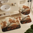 thumbnail image 6 of 4 Piece Bathroom Shower Curtain Sets Autumn Plaid Vintage Leaves Bathroom Sets with Shower Curtain And Rugs 4 Piece Seasonal Fall Harvest 12 Plastic Hooks for Bathroom Decor 72inch X 72inch, 6 of 8