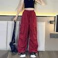 thumbnail image 6 of GYRATEDREAM Girls Cargo Pants Wide Leg Streetwear SweatPants with Pockets Causl Trendy Jogger Trousers 6-14 Years, 6 of 7