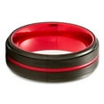 thumbnail image 2 of Red Tungsten Wedding Ring,8mm Black Tungsten Wedding Ring,Tungsten Wedding Band,Tungsten Carbide Ring,Anniversary Ring, 2 of 3