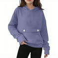 thumbnail image 4 of Kiijoy Big Girls Hoodie Solid Long Sleeve Hooded Sweatshirt with Pocket, Sizes 7-8, 4 of 4
