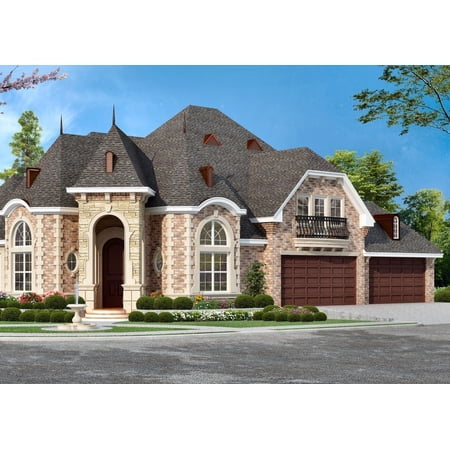 015-716: Luxury Castle 3 Bed, 4 Bath Luxury Home Plan, 3296 Sq Ft: Full Blueprints with License to Build by Home Plan Marketplace - Lesuto