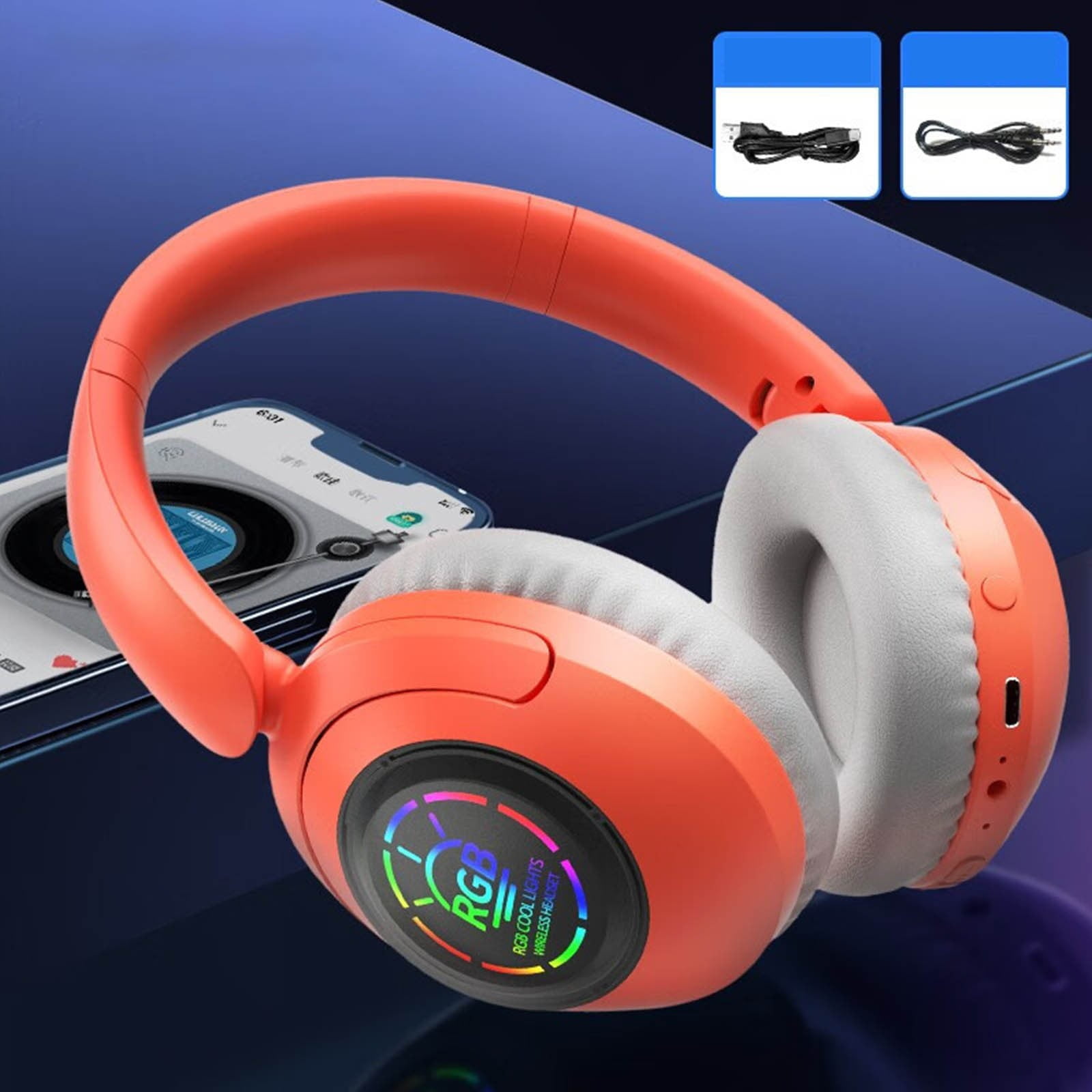 Wireless Headset with Mic, Bluetooth Headset with AI Noise Cancelling Microphone & Charging Base, 2.4GHz Wireless Headphones with USB Dongle for PC/Computer/Laptop/Remote Work/Call Center/Zoom,Orange