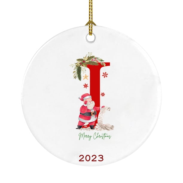 Adorno Navideño Para Colgar Árbol De Navidad Para Coche Adorno Redondo De Acrílico Papá Noel 26 Letras Decoraciones Decoraciones Para Fiestas Navideñas 1 Unidad
