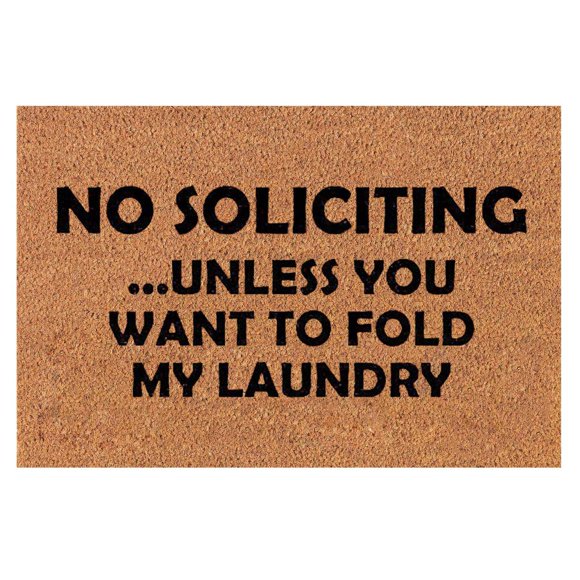 Funny "NO SOLICITING" Summer Welcome Doormats Outdoor Indoor Welcome Mats for Front Door Coir Door Mat with Heavy Duty Backing for Home Entrance, Outside Entry, Floor, Patio 16x24IN