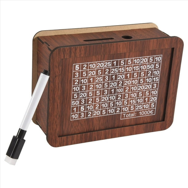 Hucha Retro Japonesa con Contador Cajas de Monedas Hucha de Madera para NiñOs Presupuesto, 1000