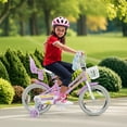 thumbnail image 2 of Costway 16" Kids Bicycle with Basket Doll Seat Colorful Streamers Training Wheels Purple, 2 of 10